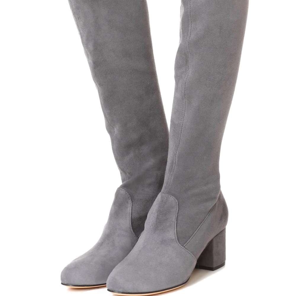 SCHUTZ Over the Knee Tamarah Slate Grey Stretch Suede Boots